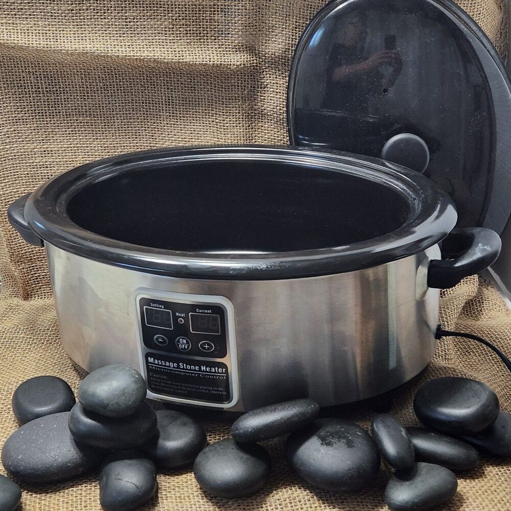Master Massage 6 Quart Hot Stone Heater Professional Warmer + 15 Basalt Rocks